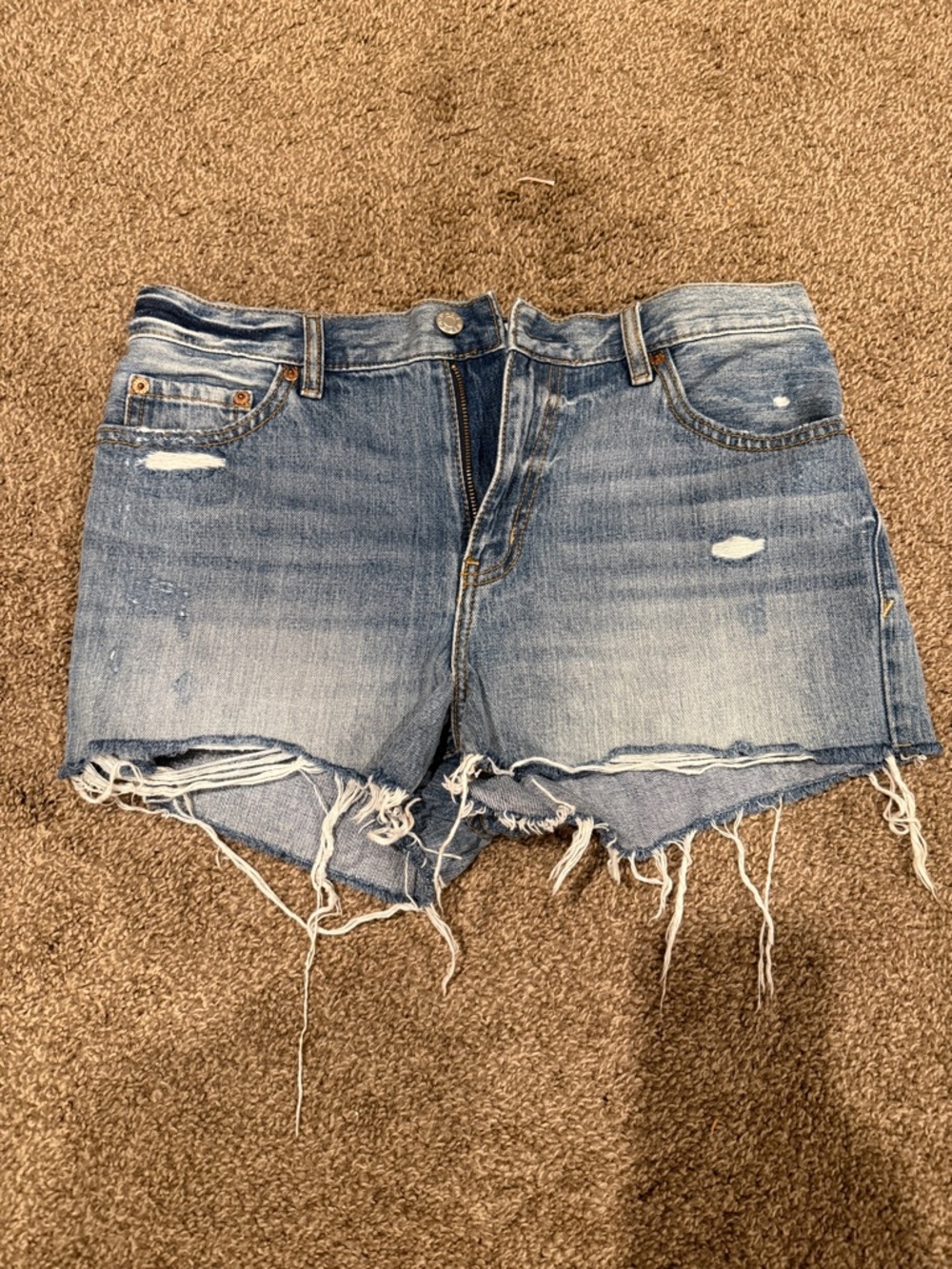 Light Blue Distressed Women's Denim Cutoff Shorts